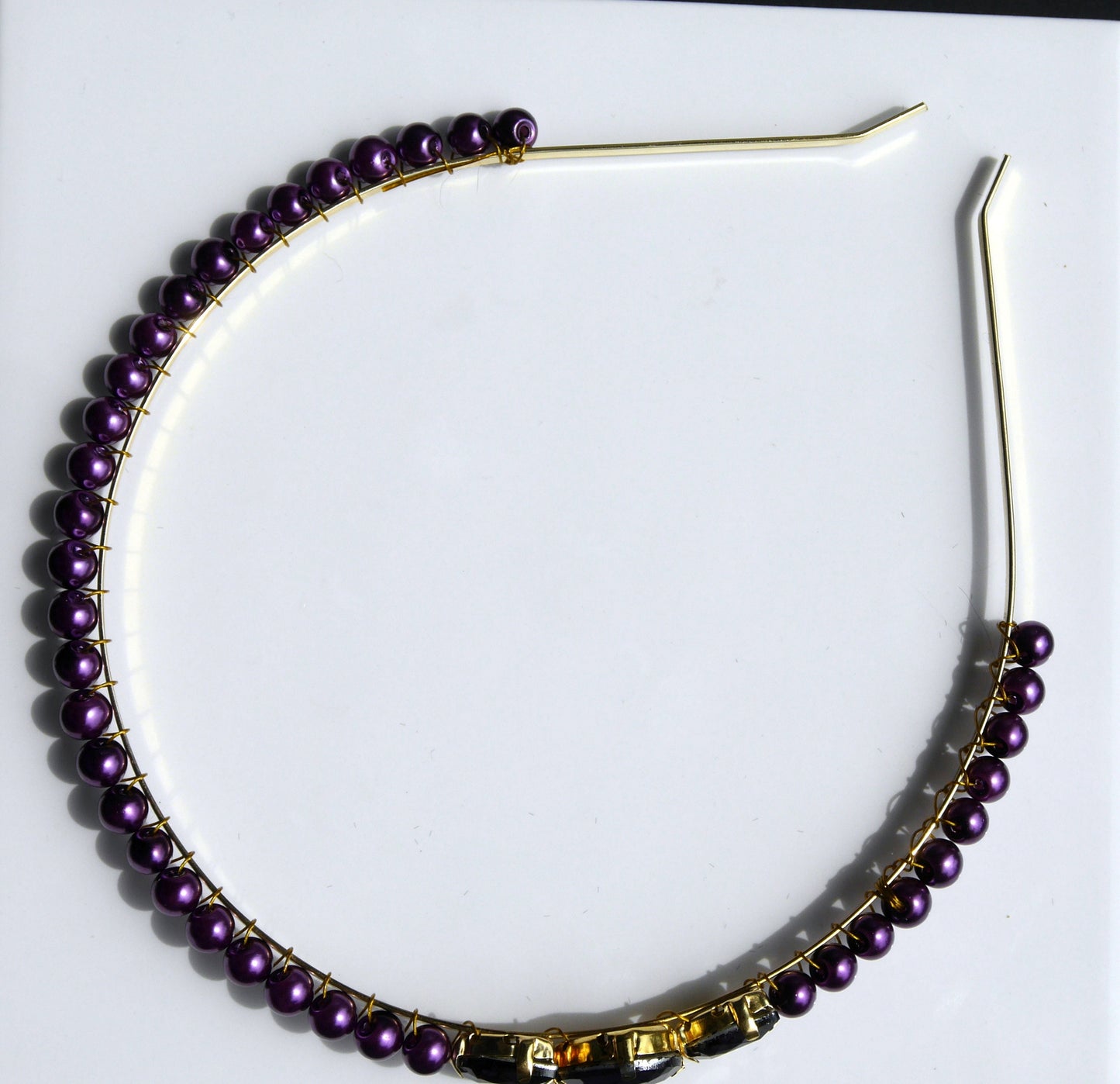 Gold and Purple Pearl Diamante Hair Tiara
