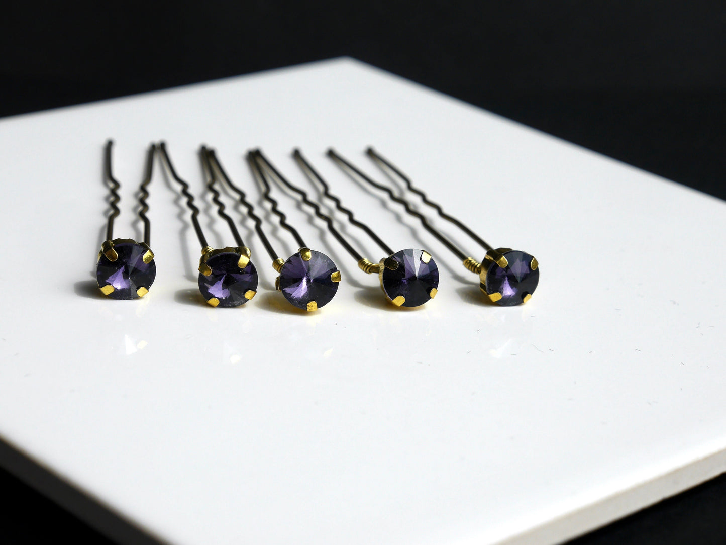 Emerald Green Hair Grips, Purple Green Ballet Hair Pins, Amethyst Hair Pins, Amethyst Purple Hair Grips, Green Gold Flower Girl Hair Pins, to add a touch of glam to hair.