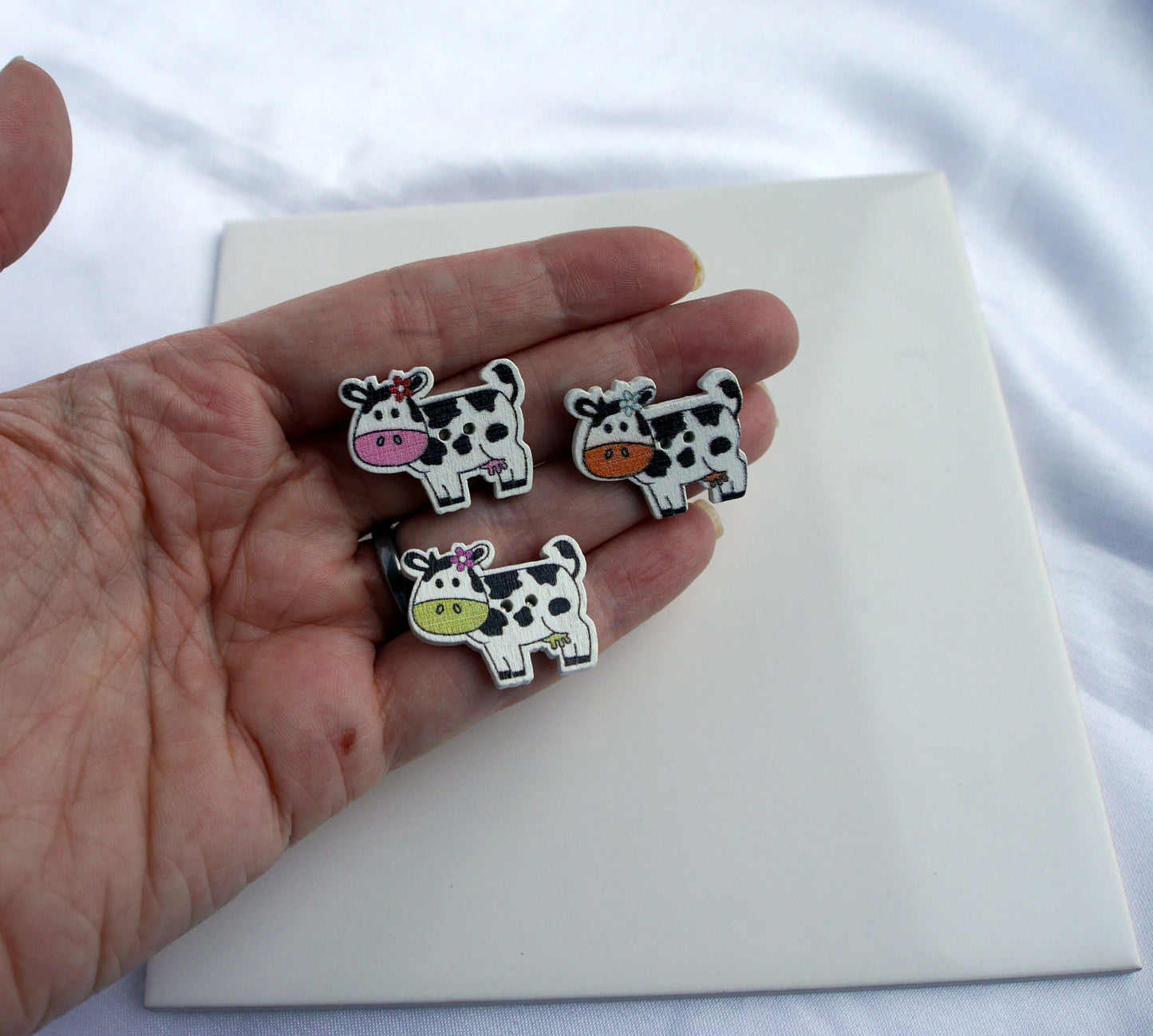 Cow Shaped Wooden Fridge Mini Magnets - (Set of 5 Magnets)