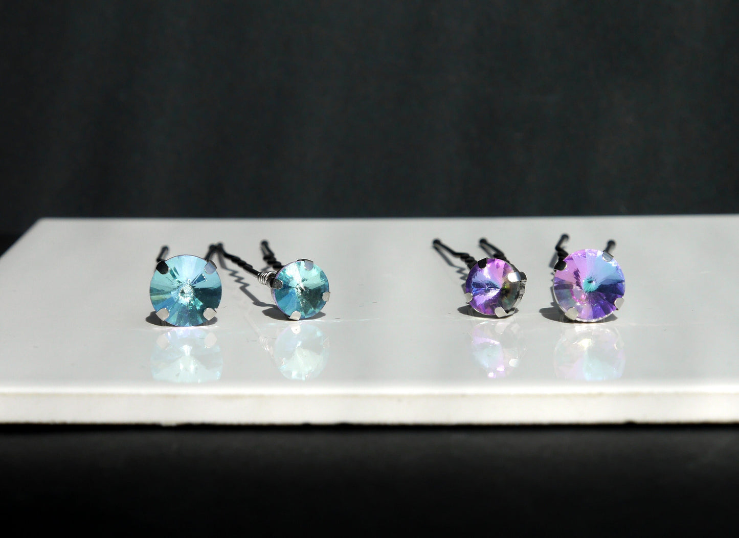 Yellow Blue Coral Rhinestone Style Hairpins