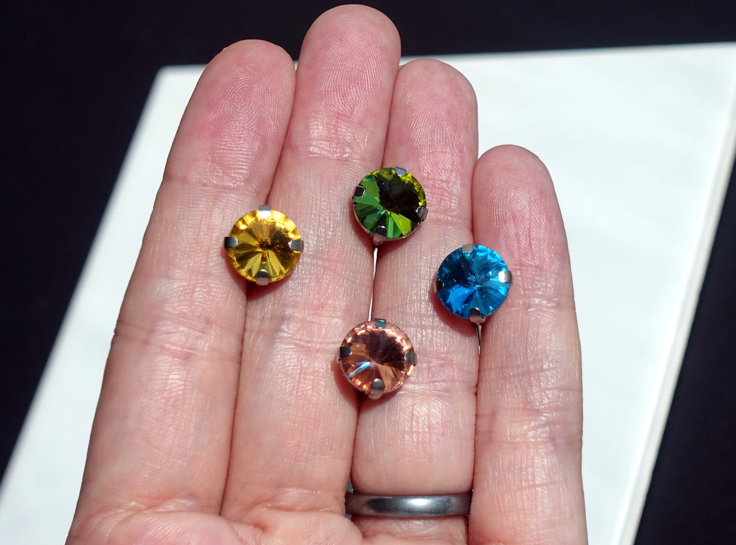 Yellow Blue Coral Rhinestone Style Hairpins