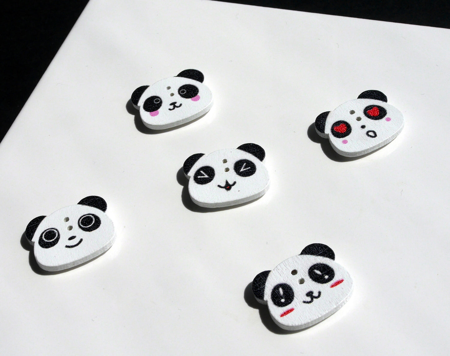 Panda Face Shaped Wooden Mini Fridge Magnets (Set of 5 Magnets)