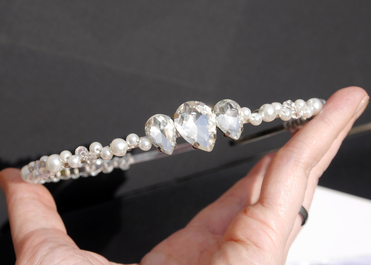 White Pearl Bridal Prom Hair Piece