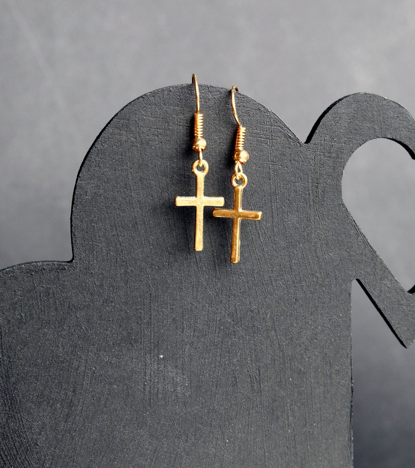 Small Silver Tone Cross or Gold Tone Cross Earrings