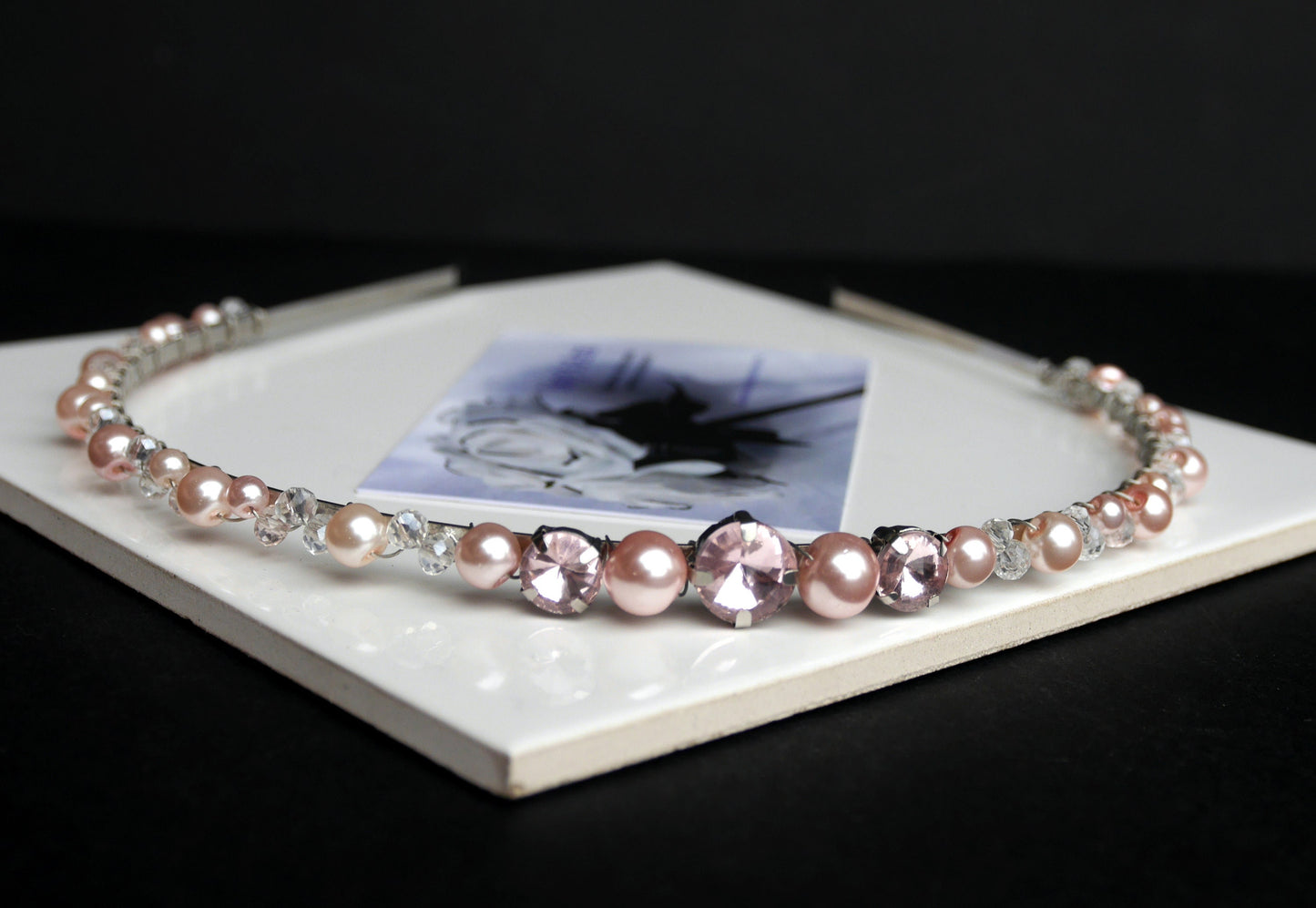 Thin Pink Pearl Tiara Hairband Hair Accessory