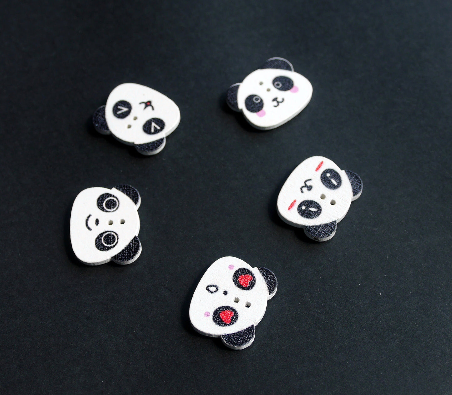 Panda Face Shaped Wooden Mini Fridge Magnets (Set of 5 Magnets)