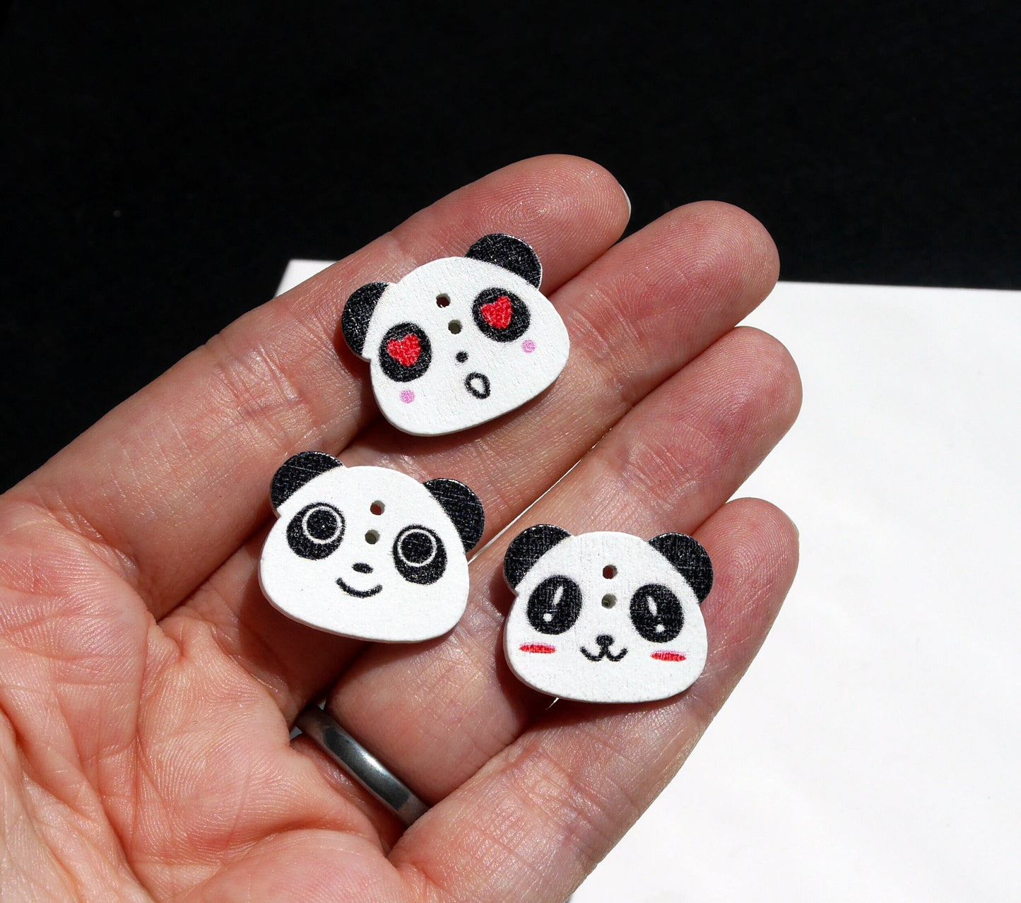 Panda Face Shaped Wooden Mini Fridge Magnets (Set of 5 Magnets)