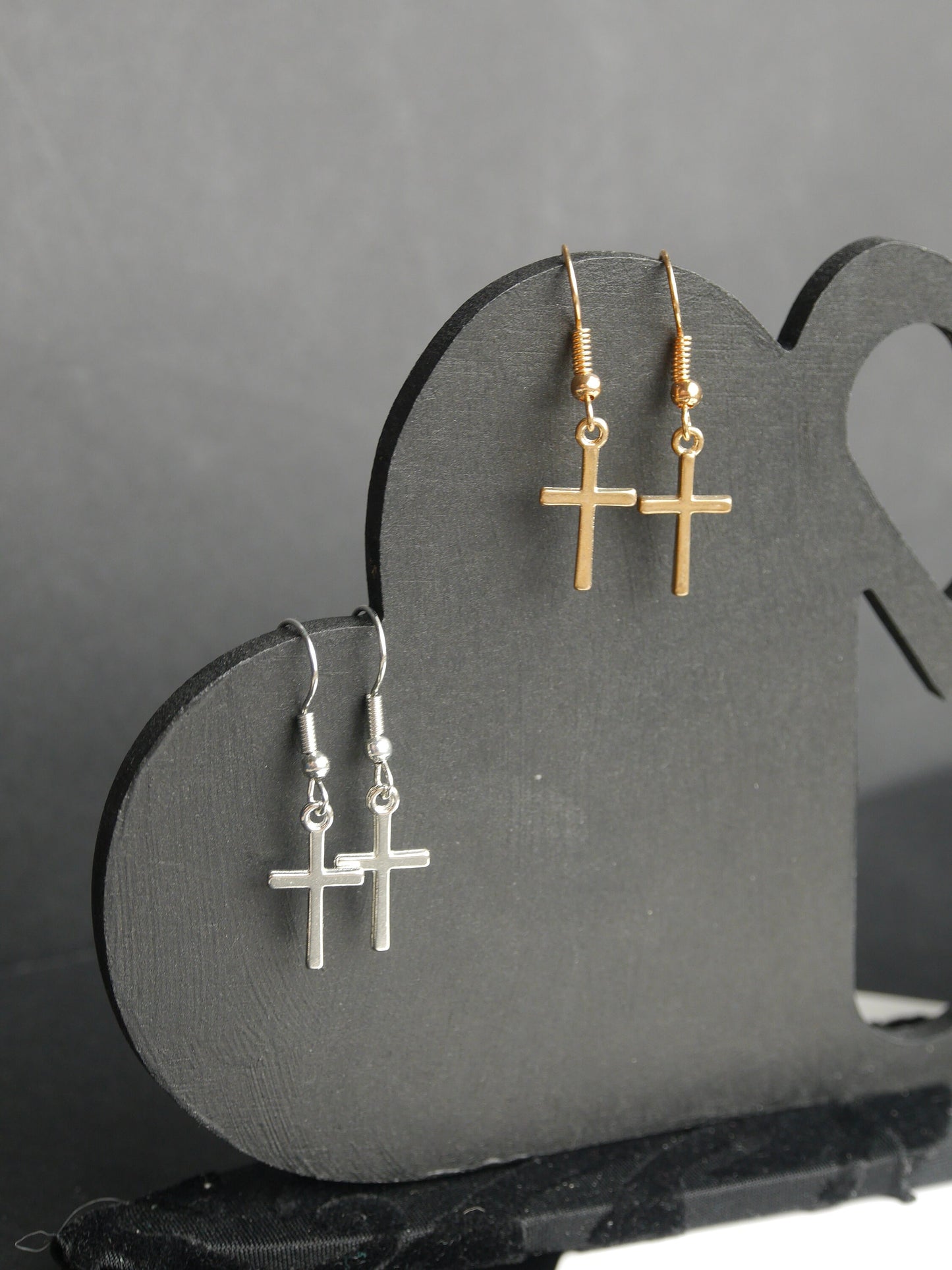 Small Silver Tone Cross or Gold Tone Cross Earrings