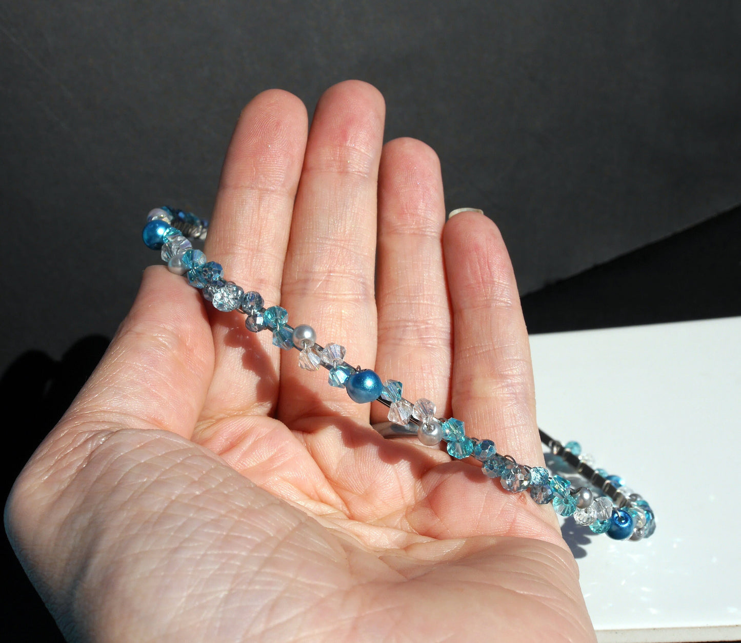 Thin Blue Wedding Prom Tiara Hair Piece