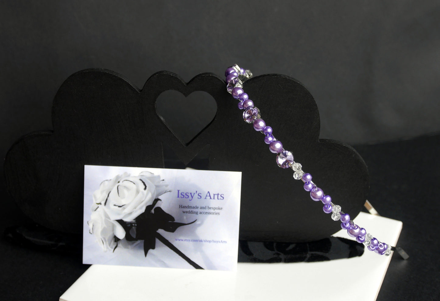 Thin Purple Pearl Wedding Prom Tiara Hair Band