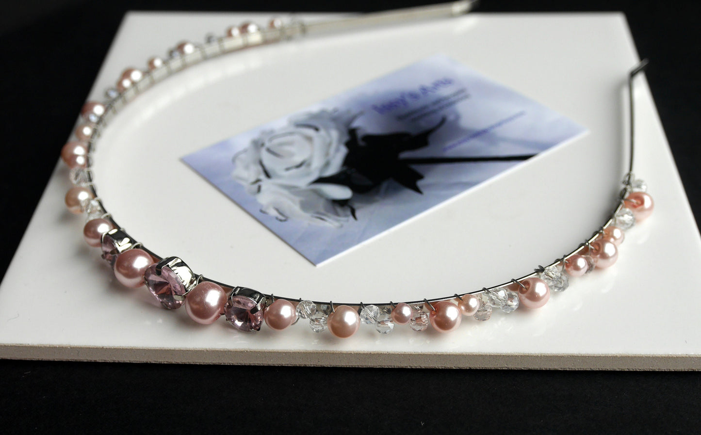 Thin Pink Pearl Tiara Hairband Hair Accessory