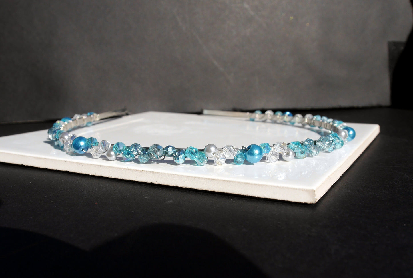 Thin Blue Wedding Prom Tiara Hair Piece