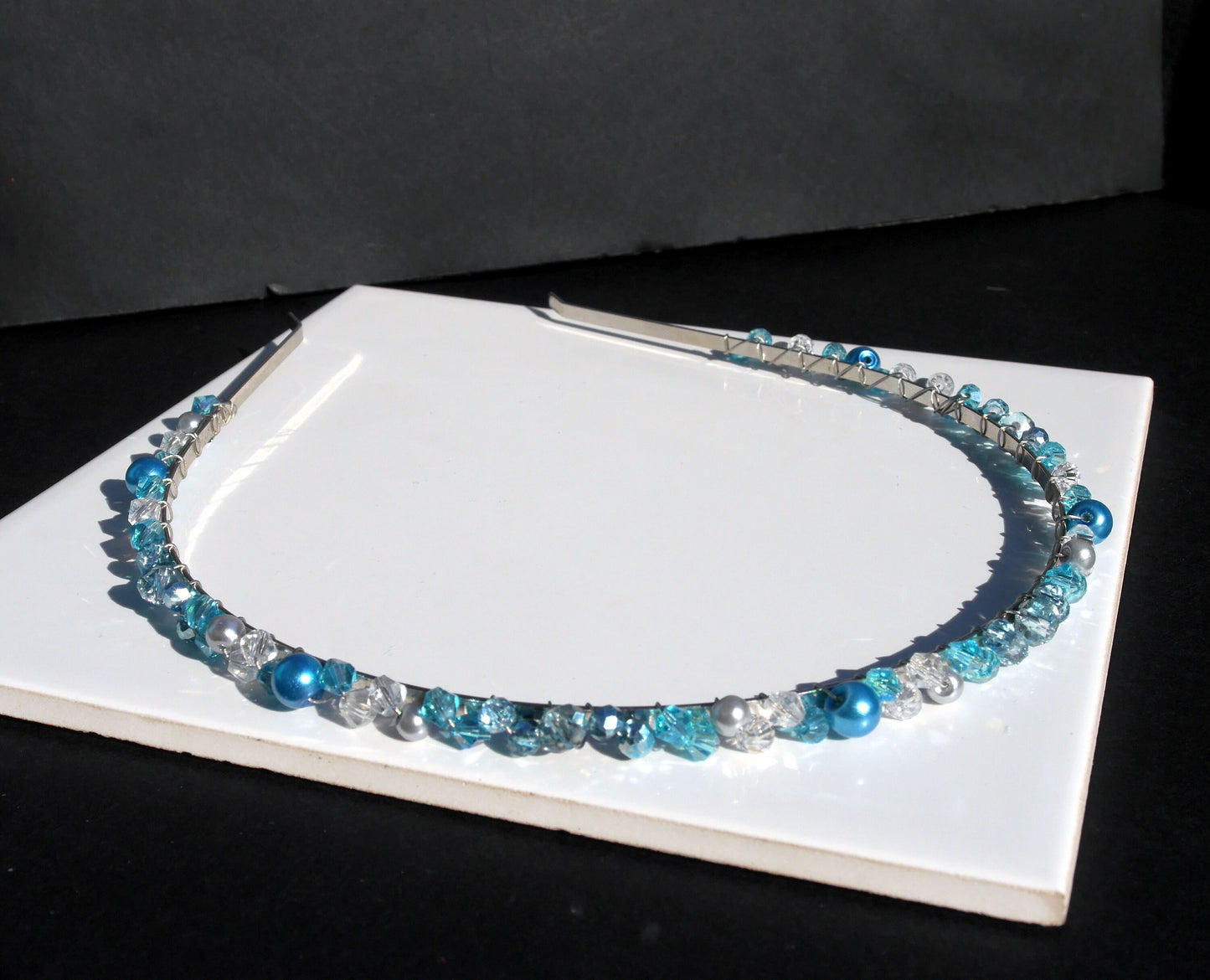 Thin Blue Wedding Prom Tiara Hair Piece