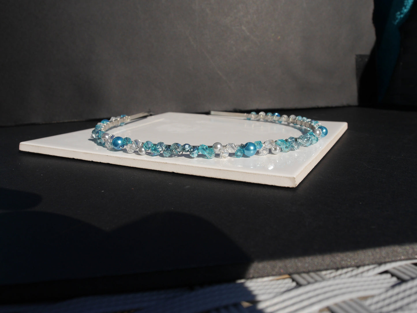 Thin Blue Wedding Prom Tiara Hair Piece