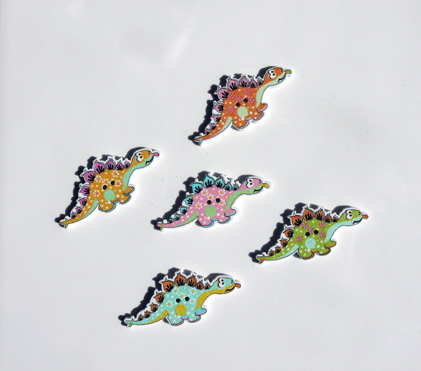 Dinosaur Shaped Colourful Wooden Mini Fridge Magnets - (Set of 5 Fun Magnets)