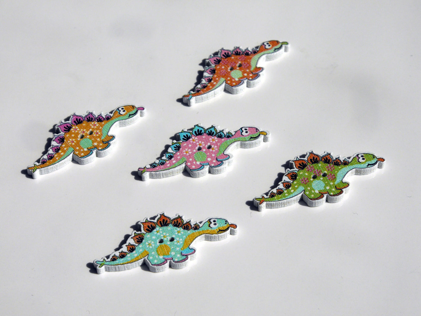 Dinosaur Shaped Colourful Wooden Mini Fridge Magnets - (Set of 5 Fun Magnets)