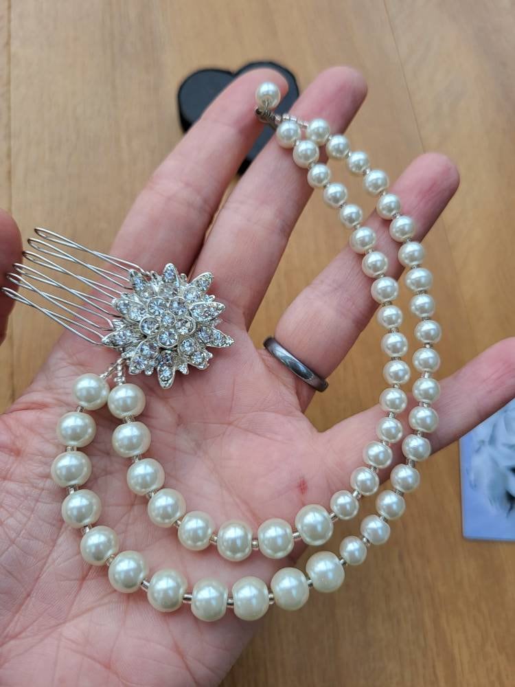 Silver Floral Wedding Prom Hair Piece