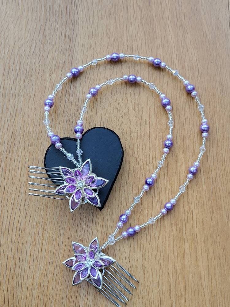 Purple Pearl Head Chain Hair Accessory