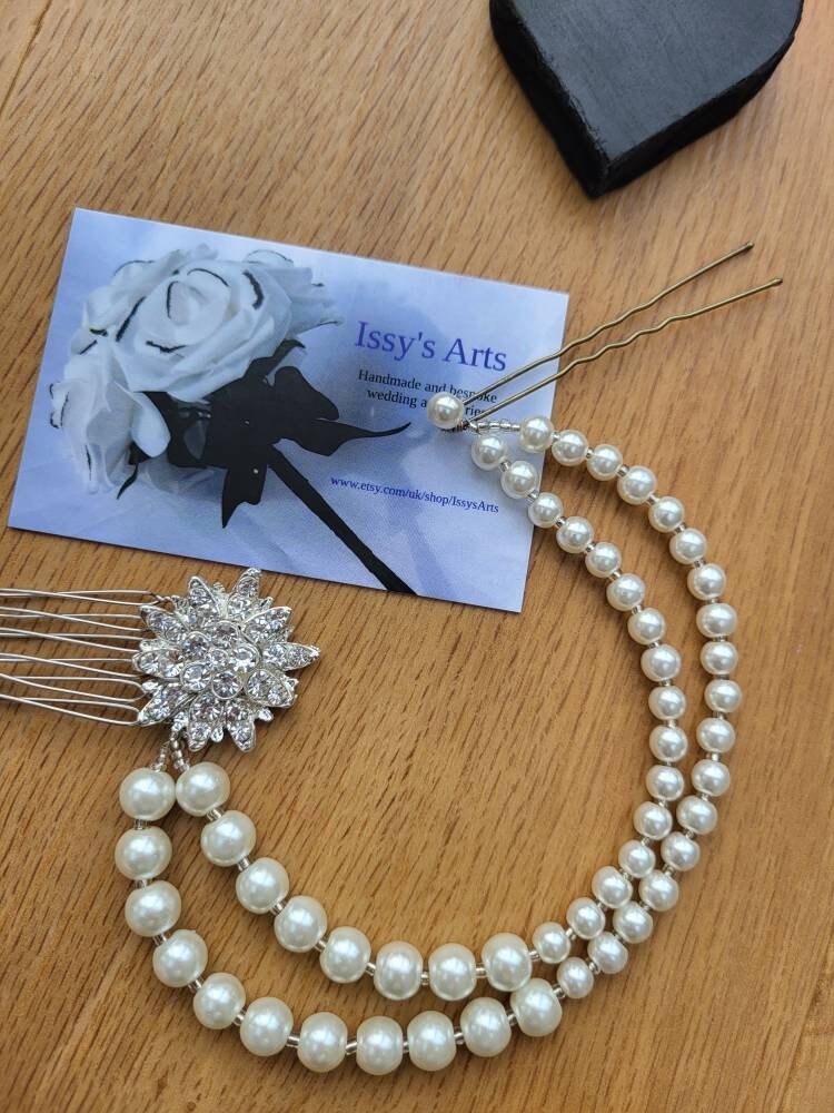 Silver Floral Wedding Prom Hair Piece