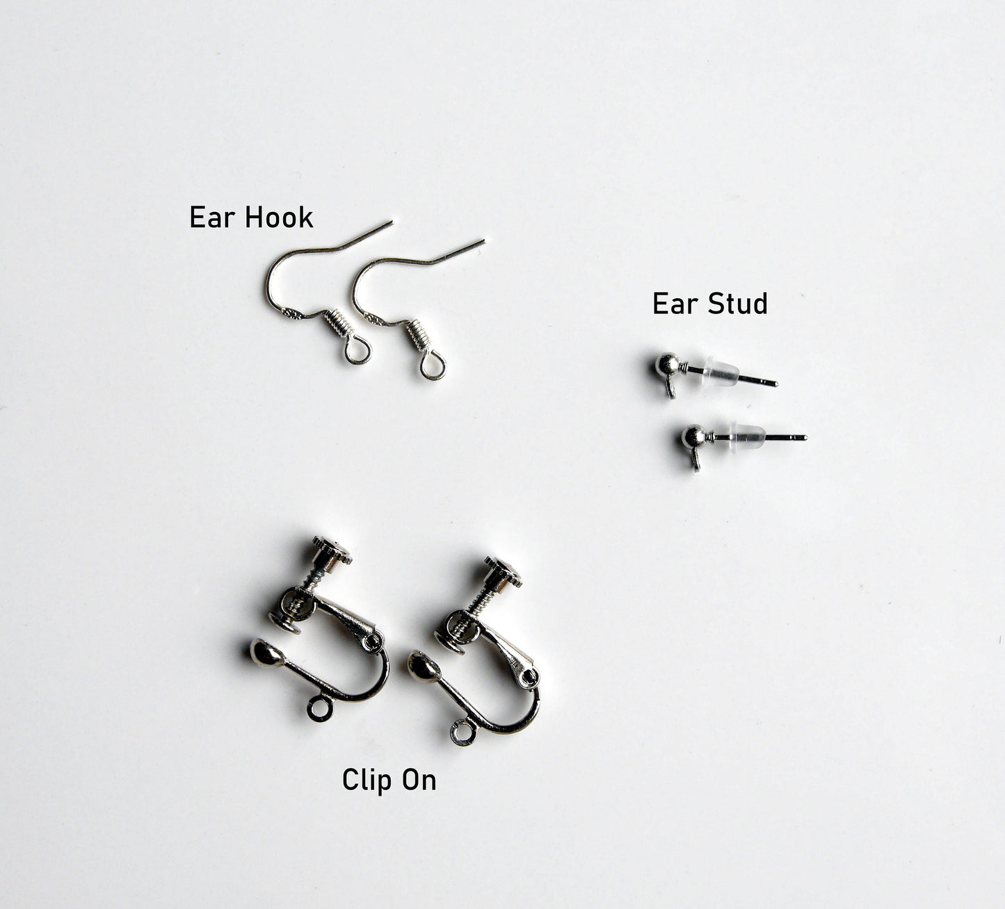Silver and Rose Colour Filigree Earrings (Ear Hook, Stud and Clip On)