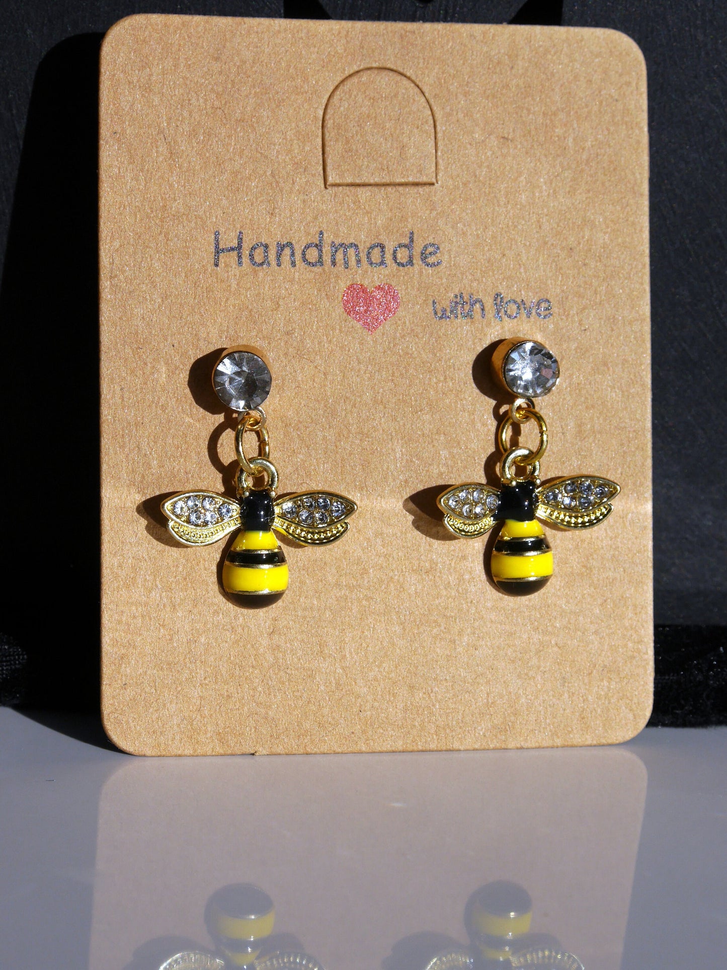 Diamante Stud Honeybee Shaped Earrings