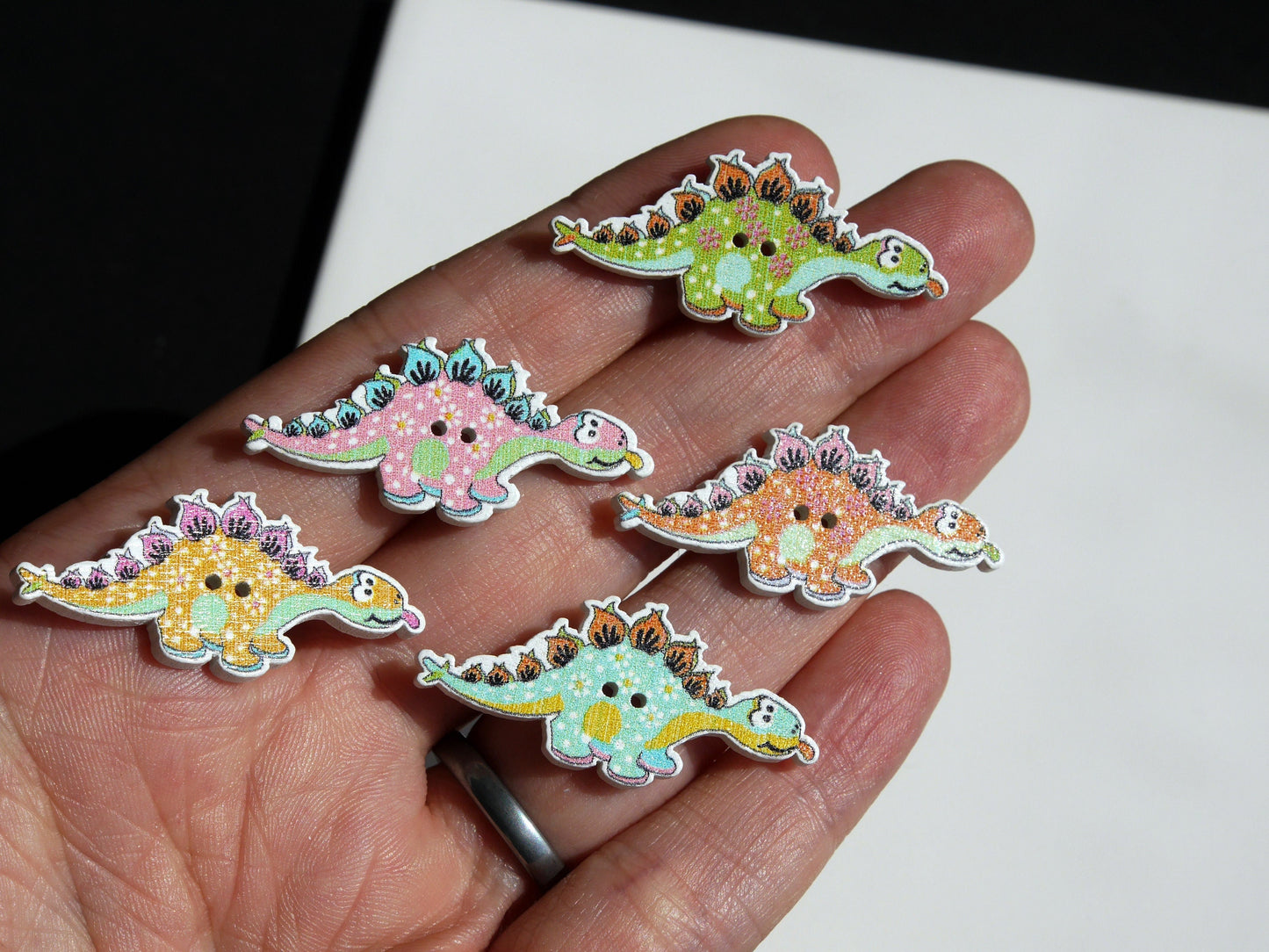 Dinosaur Shaped Colourful Wooden Mini Fridge Magnets - (Set of 5 Fun Magnets)