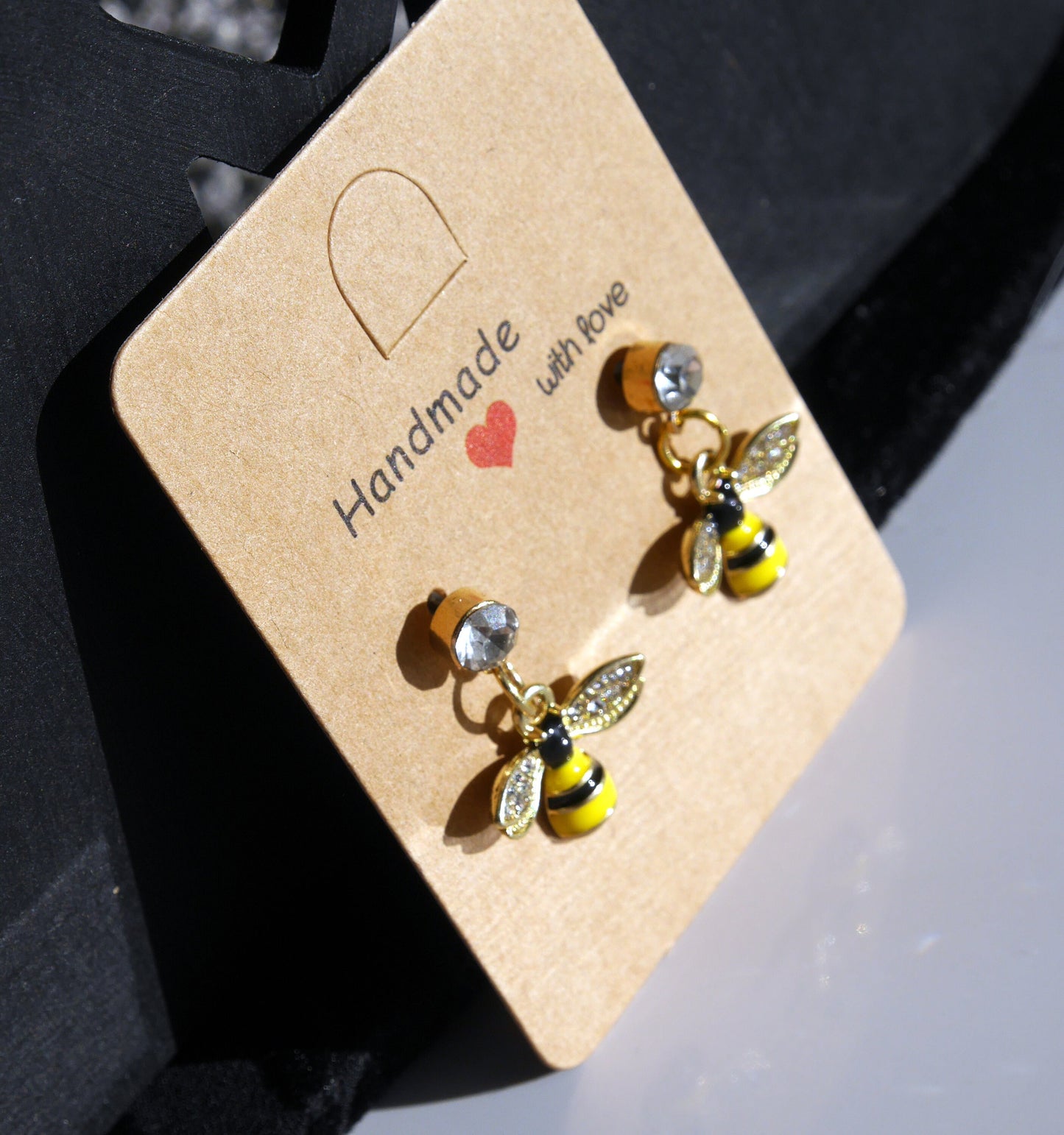 Diamante Stud Honeybee Shaped Earrings