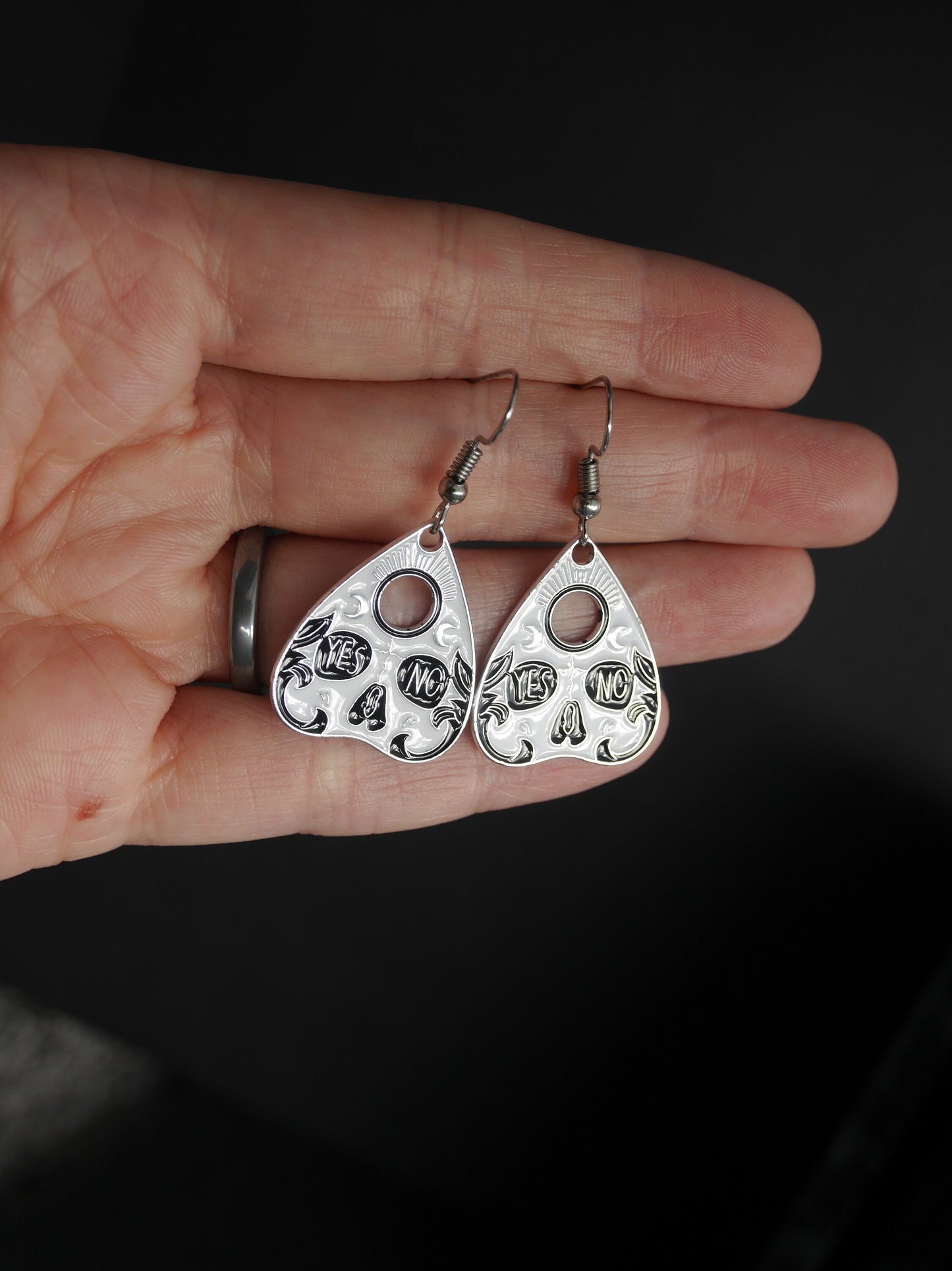 Spirit Board Planchette Shaped Theme Earrings (Ear Hook, Stud and Clip On)
