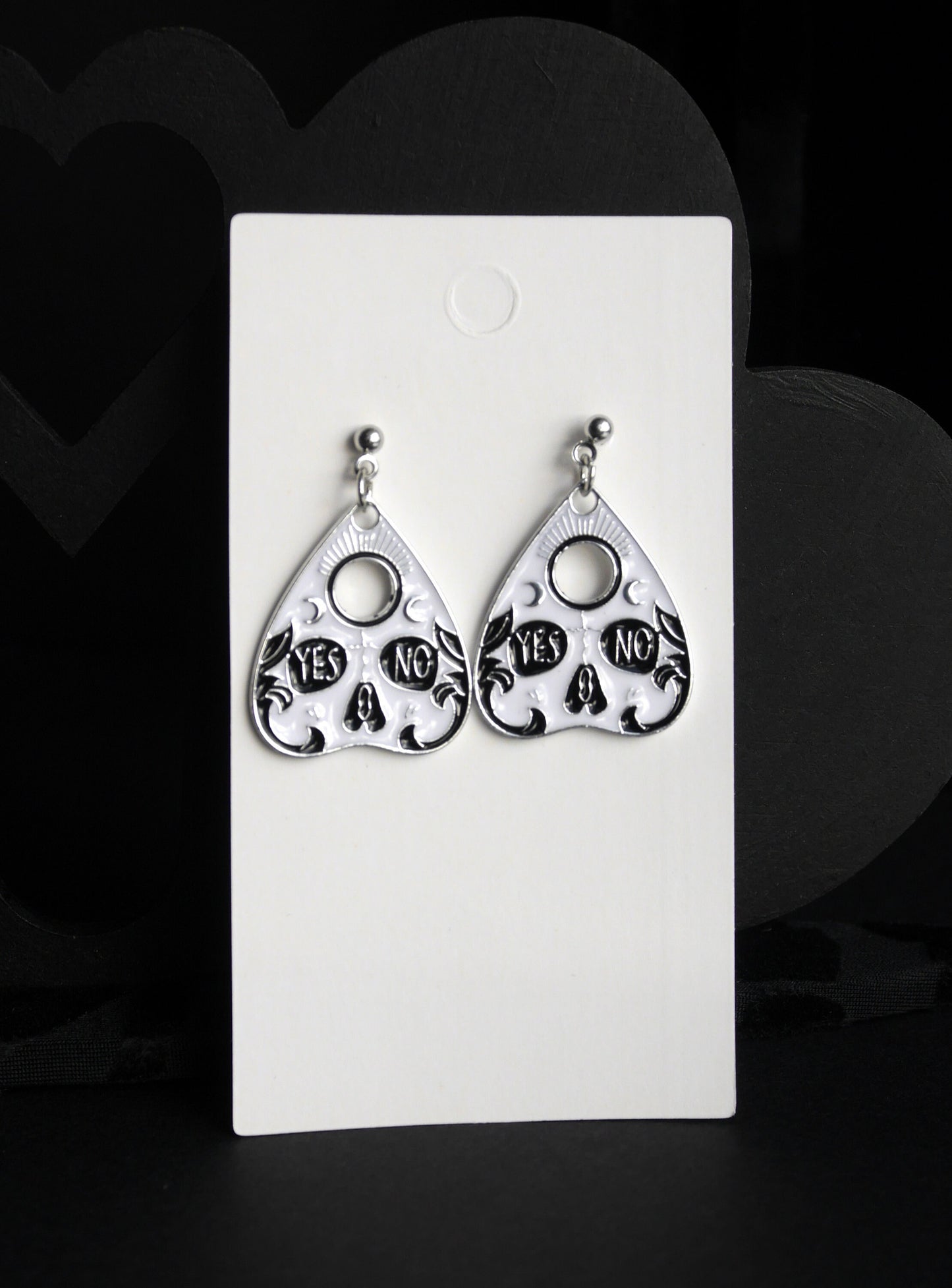 Spirit Board Planchette Shaped Theme Earrings (Ear Hook, Stud and Clip On)
