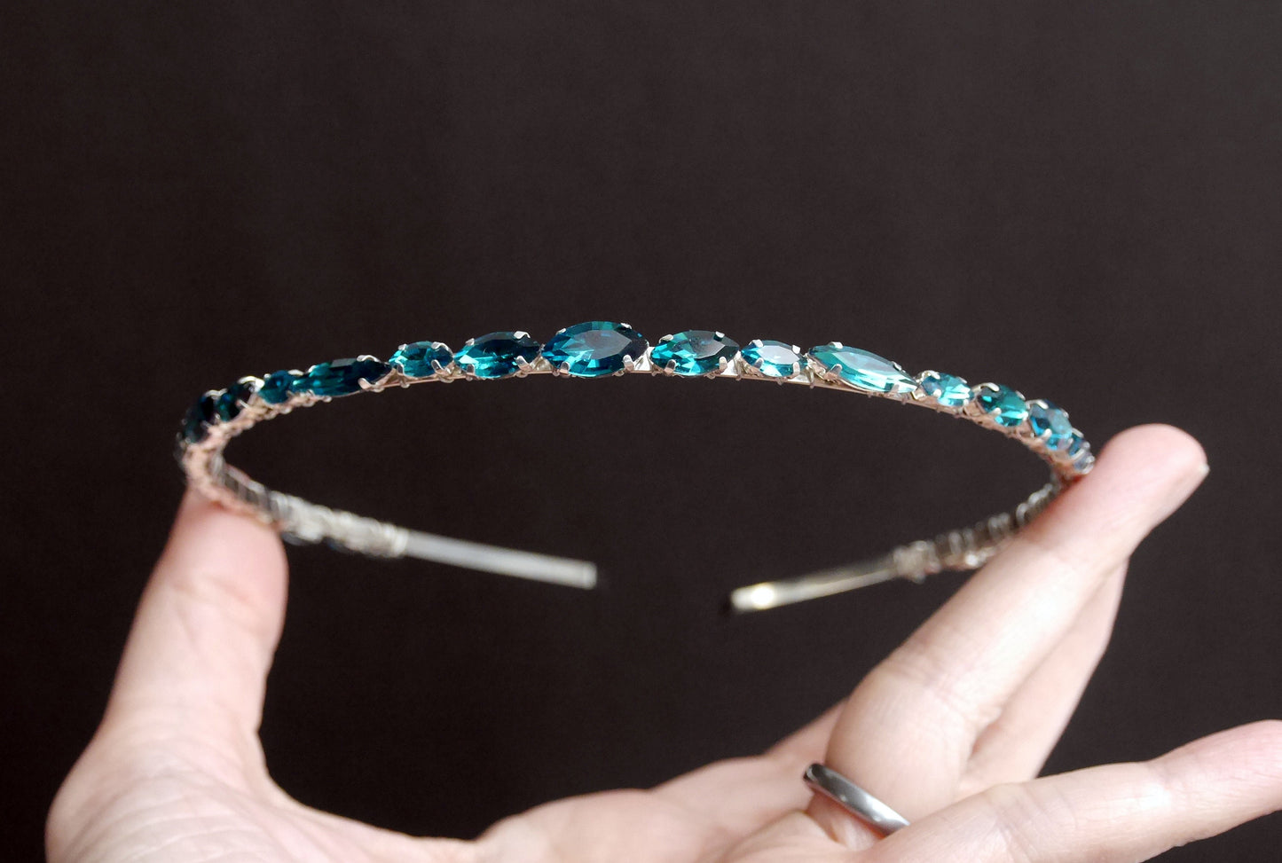 Teal Colour Diamante Prom Wedding Hair Tiara Accessory