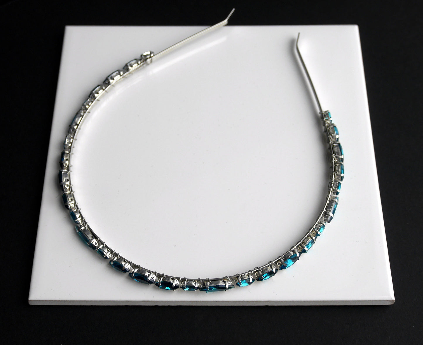 Teal Colour Diamante Prom Wedding Hair Tiara Accessory