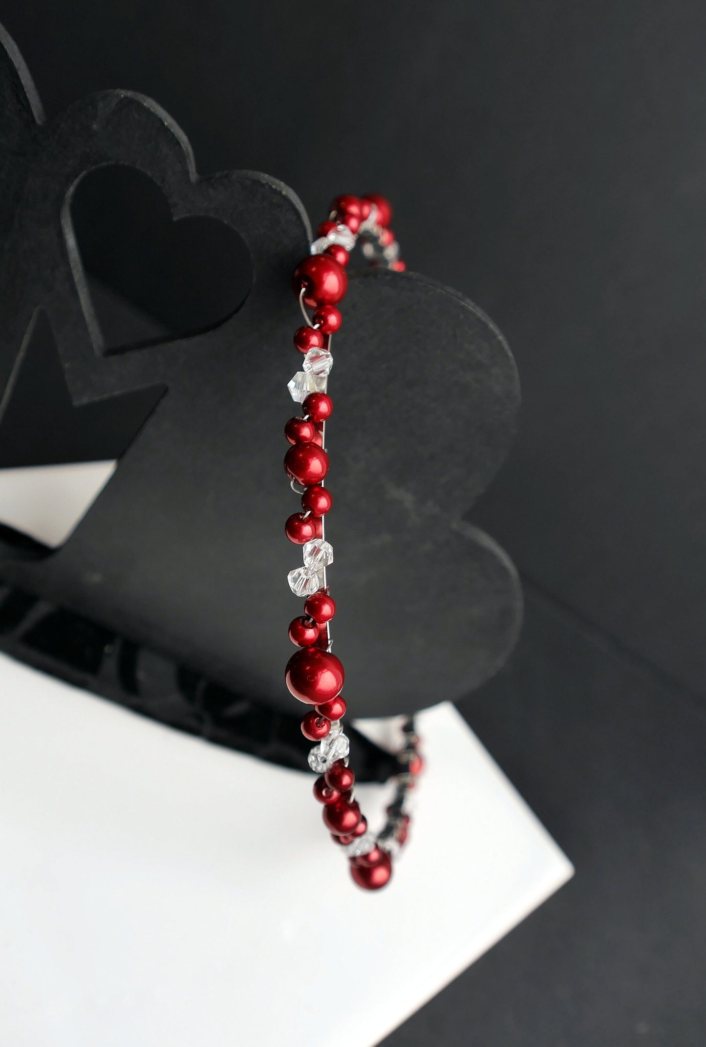 Red Pearl Prom Wedding Tiara Hair Accessory