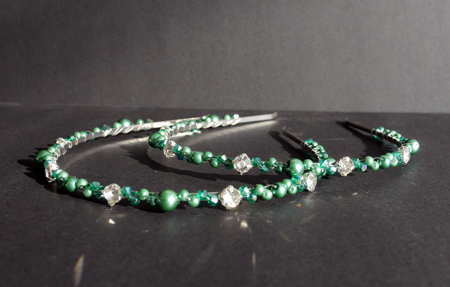 Peacock Green Pearl and Diamante Tiara Hair Accessory