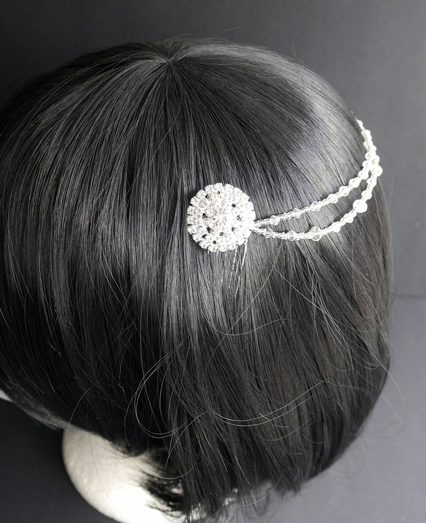 Circular Diamante Hair Chain Wedding Prom Hair Piece