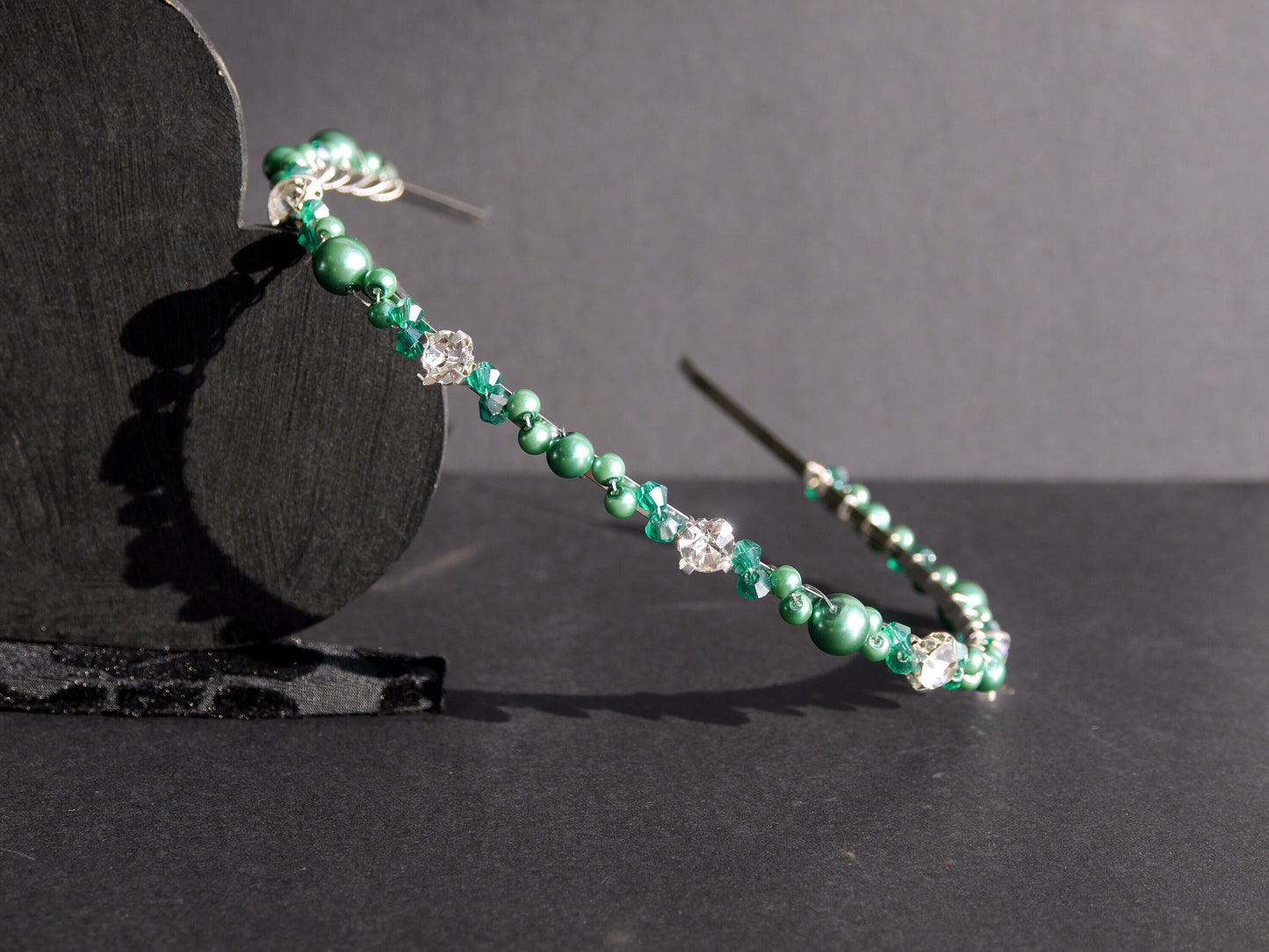 Peacock Green Pearl and Diamante Tiara Hair Accessory