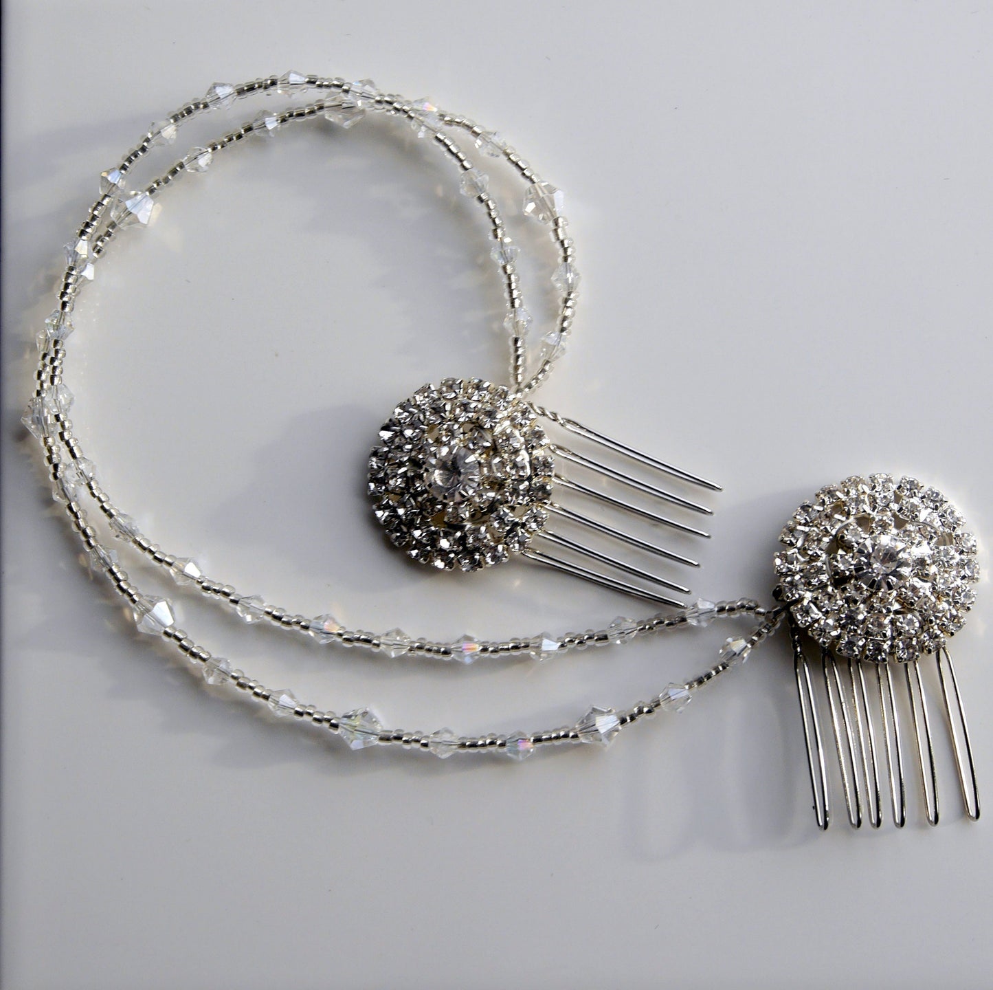 Circular Diamante Hair Chain Wedding Prom Hair Piece