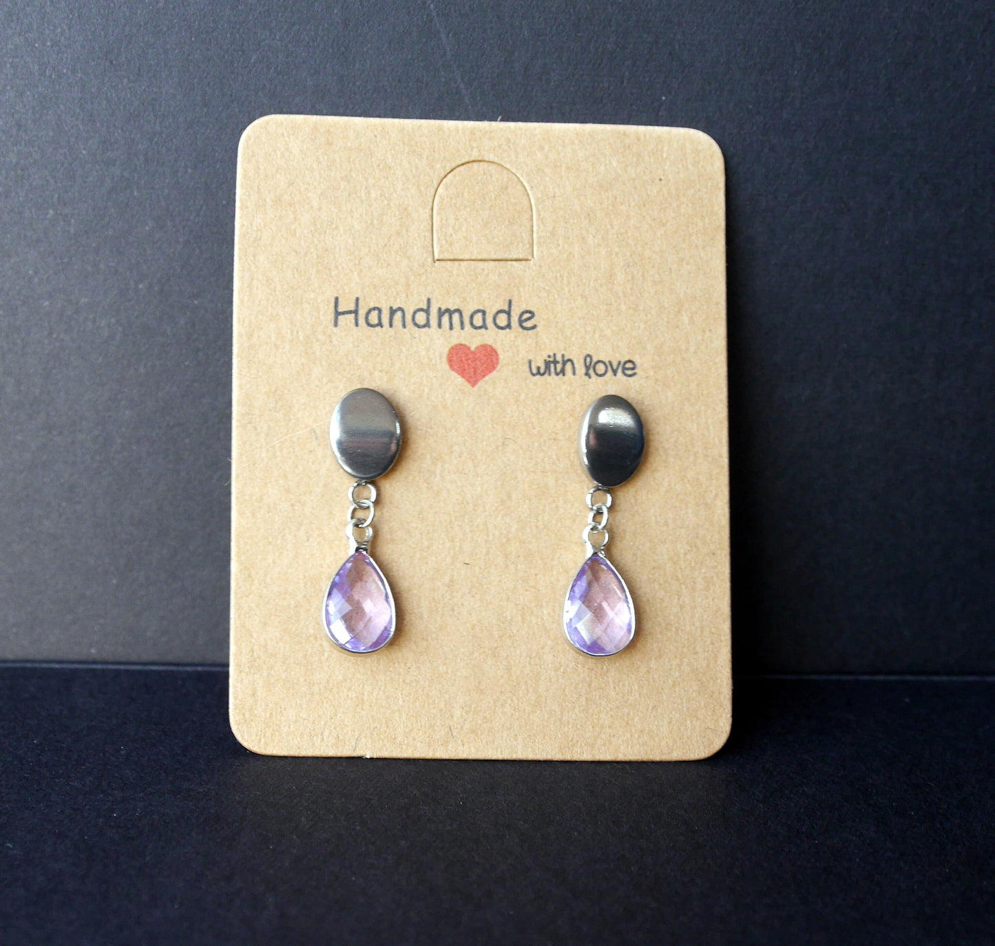 Silver Purple Stud Earrings