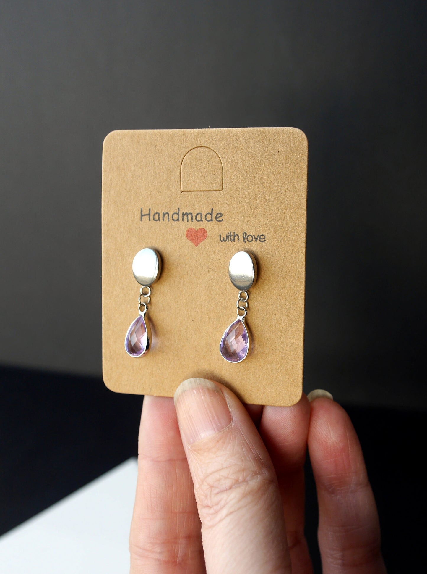 Silver Purple Stud Earrings
