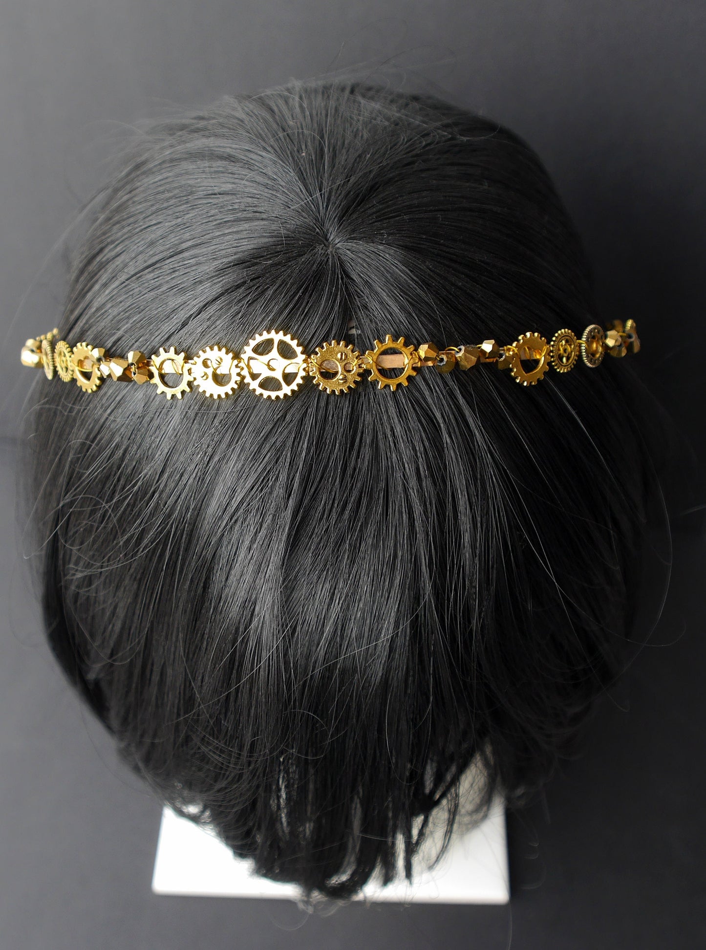Gold Tone Industrial Style Steampunk Cog and Gear Bridal Tiara