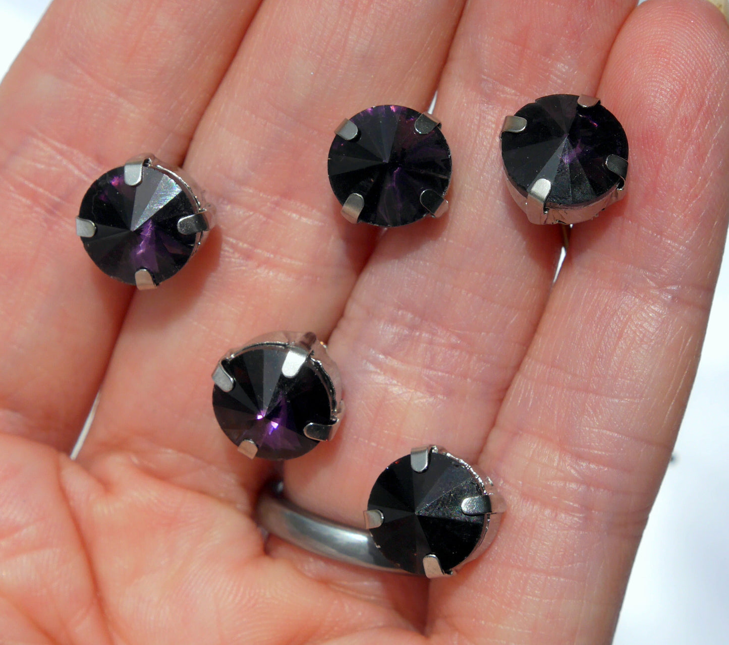 Deep Dark Purple Amethyst Coloured Rhinestone Diamante Hair Pin Set (Set of 5 Pins)