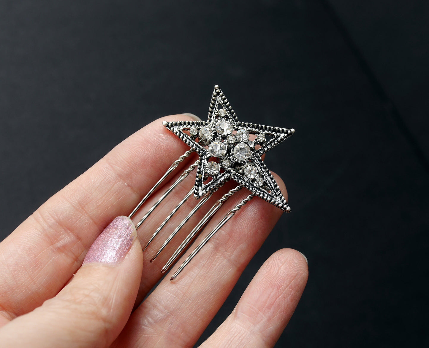 Celestial Diamante Star Shaped Hair Combs