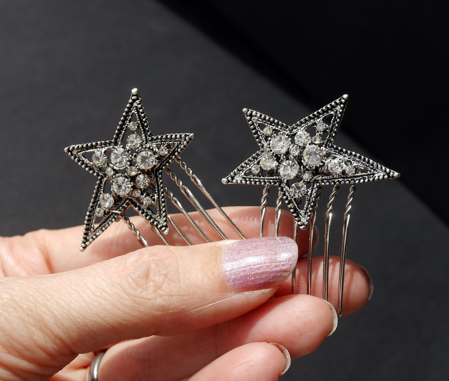 Celestial Diamante Star Shaped Hair Combs