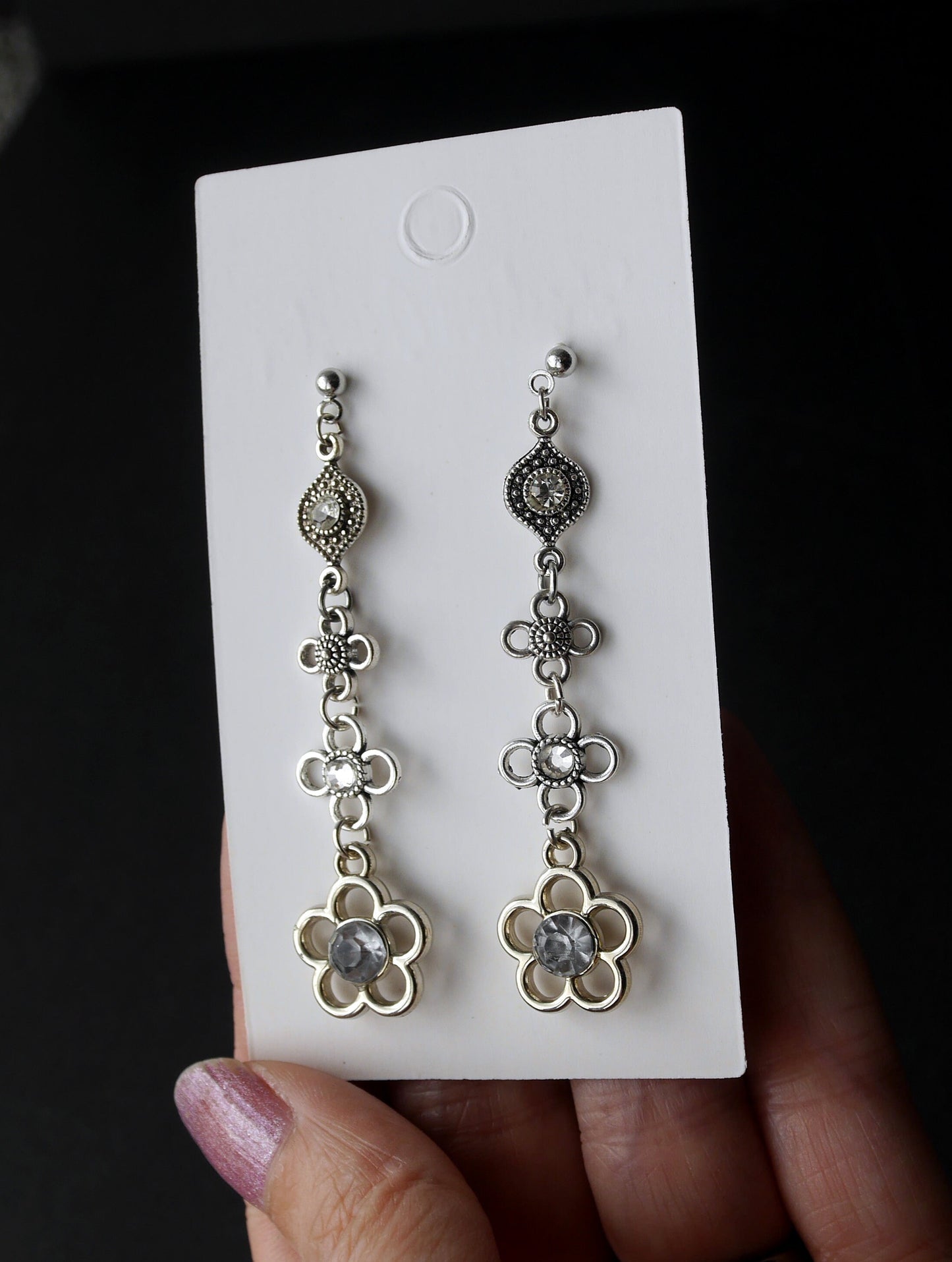 Daisy Flower Shaped Hanging Earrings (Ear Hook, Stud or Clip On)