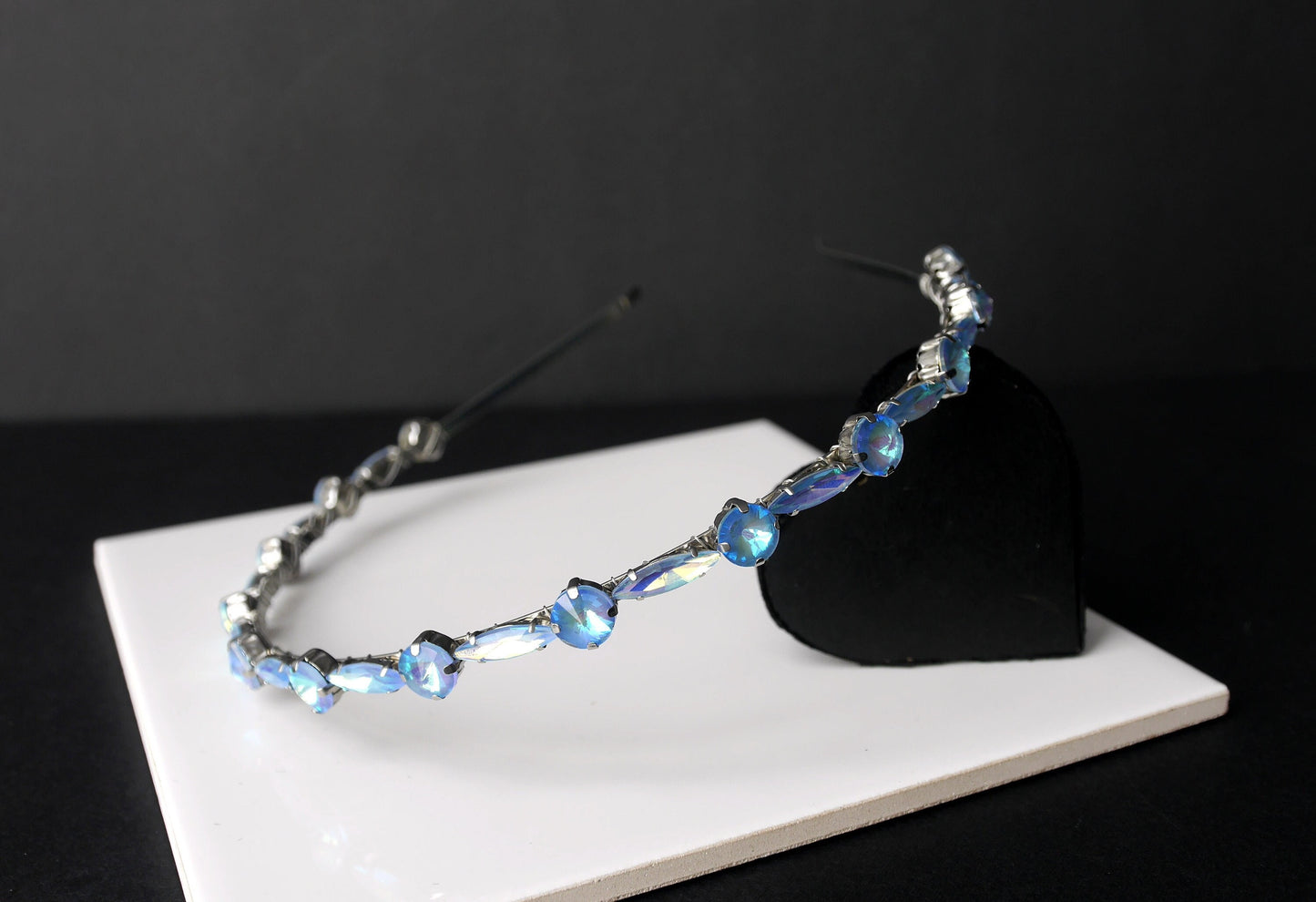 Light Blue Rhinestone Tiara Hair Accessory
