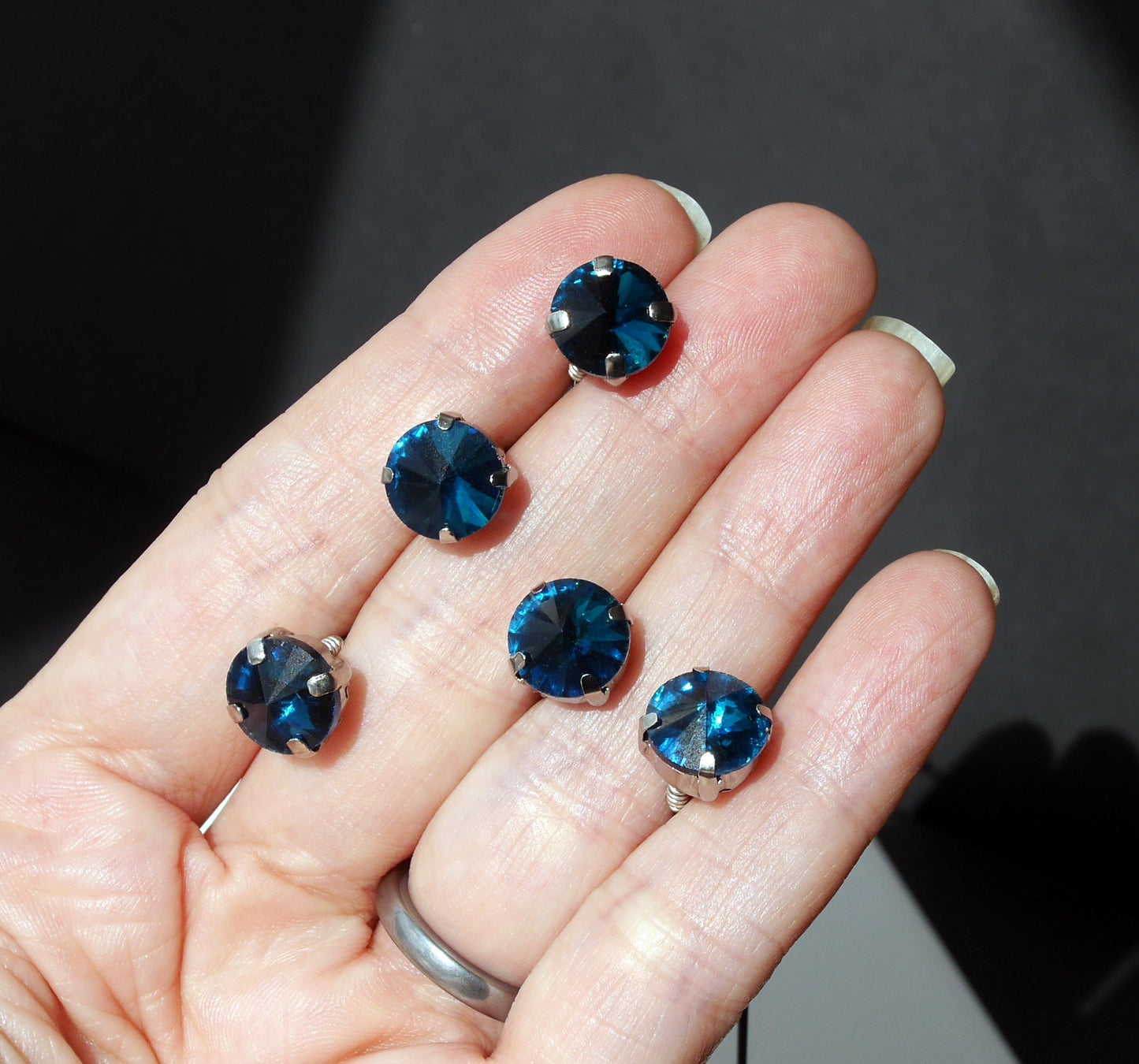 Teal Coloured Rhinestone Diamante Hair Pin Set (Set of 5 Pins)