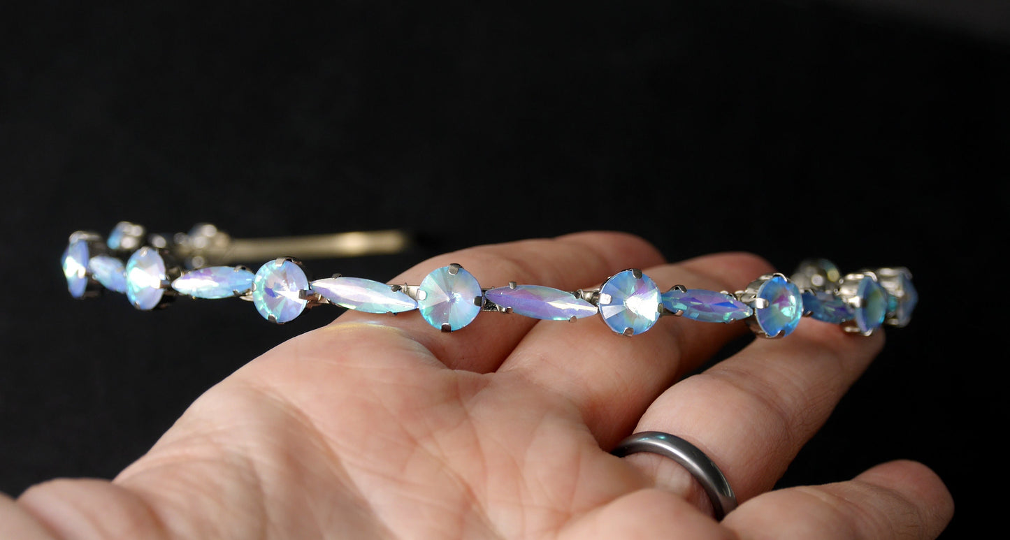 Light Blue Rhinestone Tiara Hair Accessory