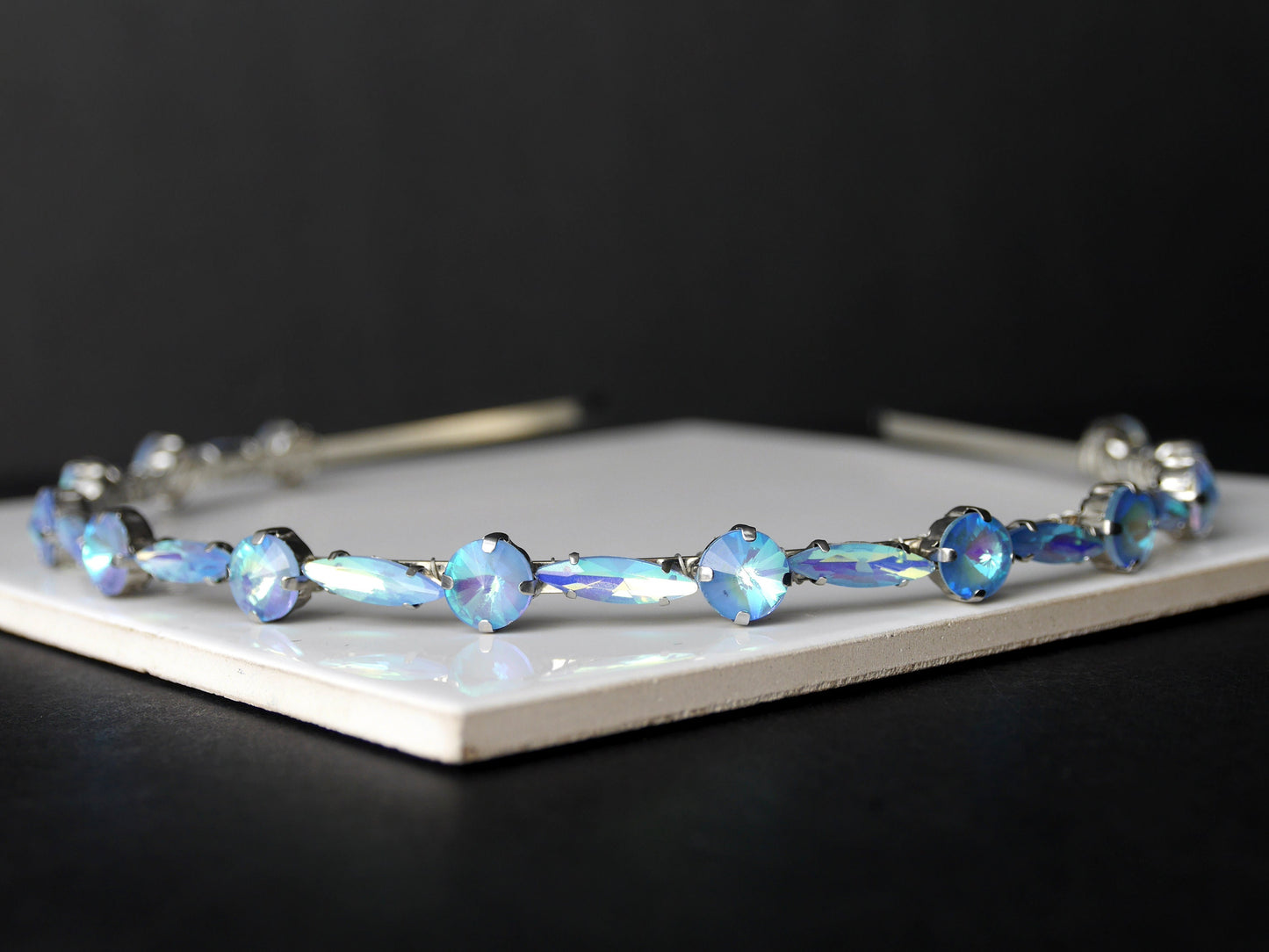 Light Blue Rhinestone Tiara Hair Accessory