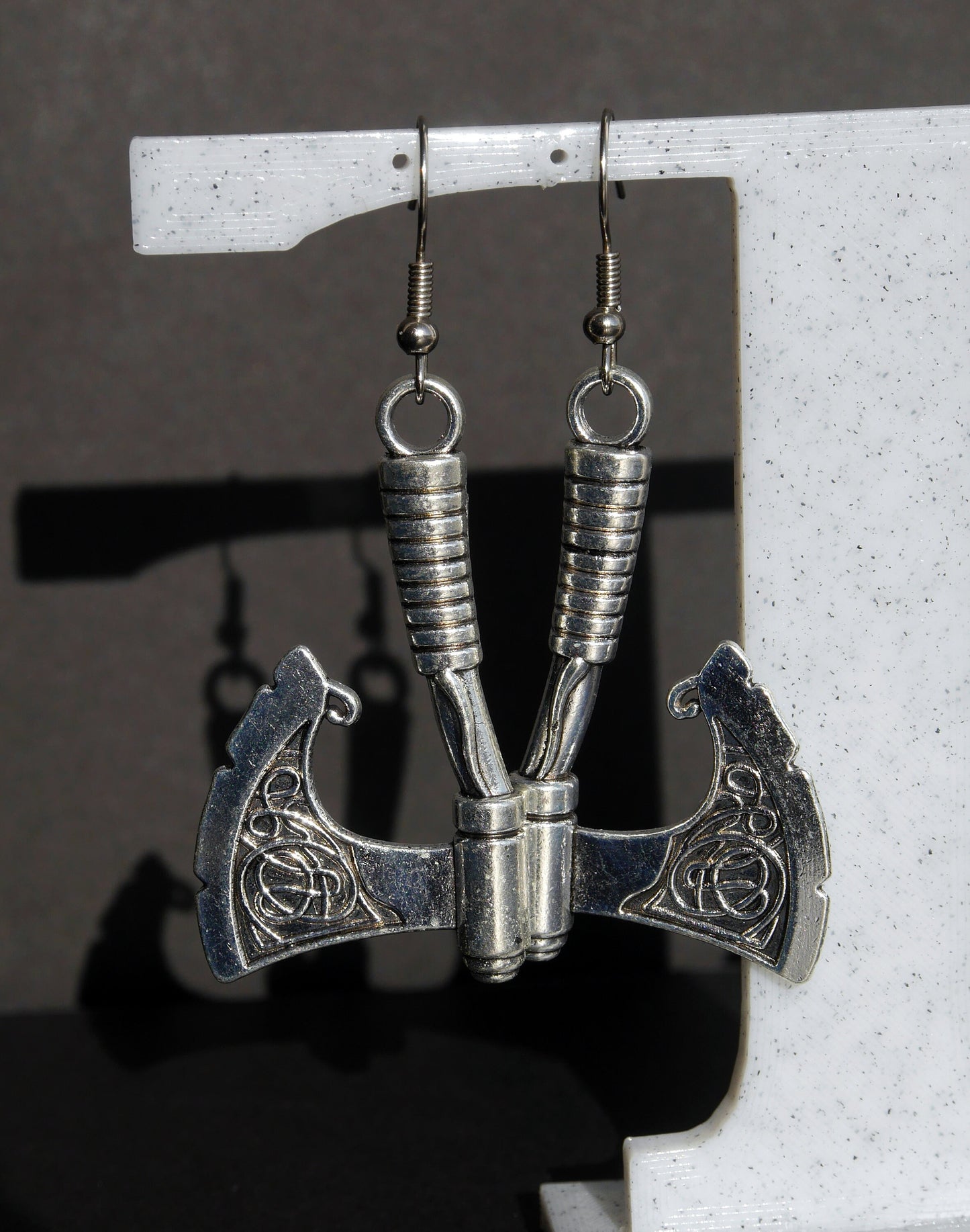 Bronze or Silver Fantasy Axe Shaped Weapon Earrings