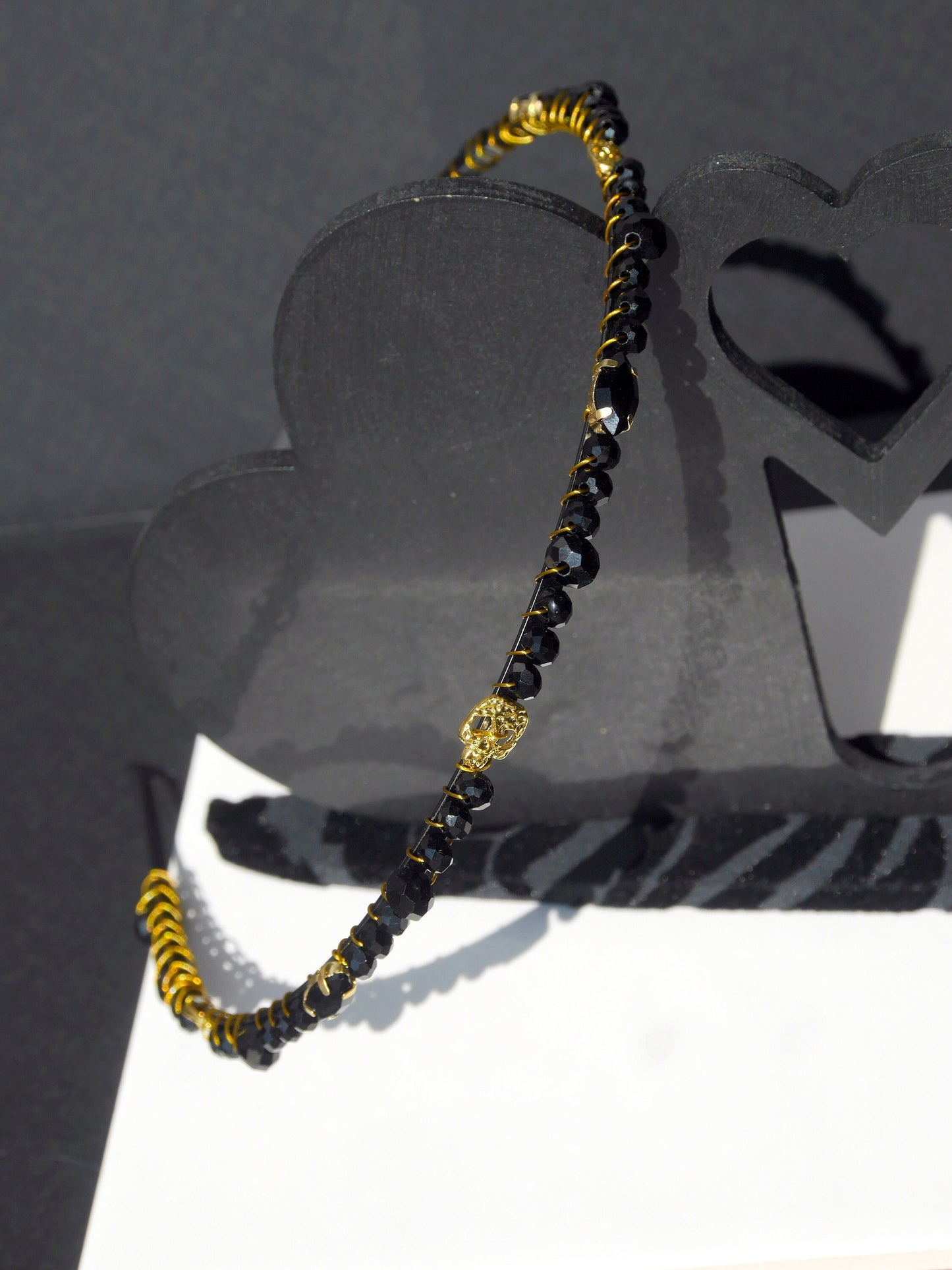 Black and Gold Skull Wedding Prom Hair Band Hair Accessory