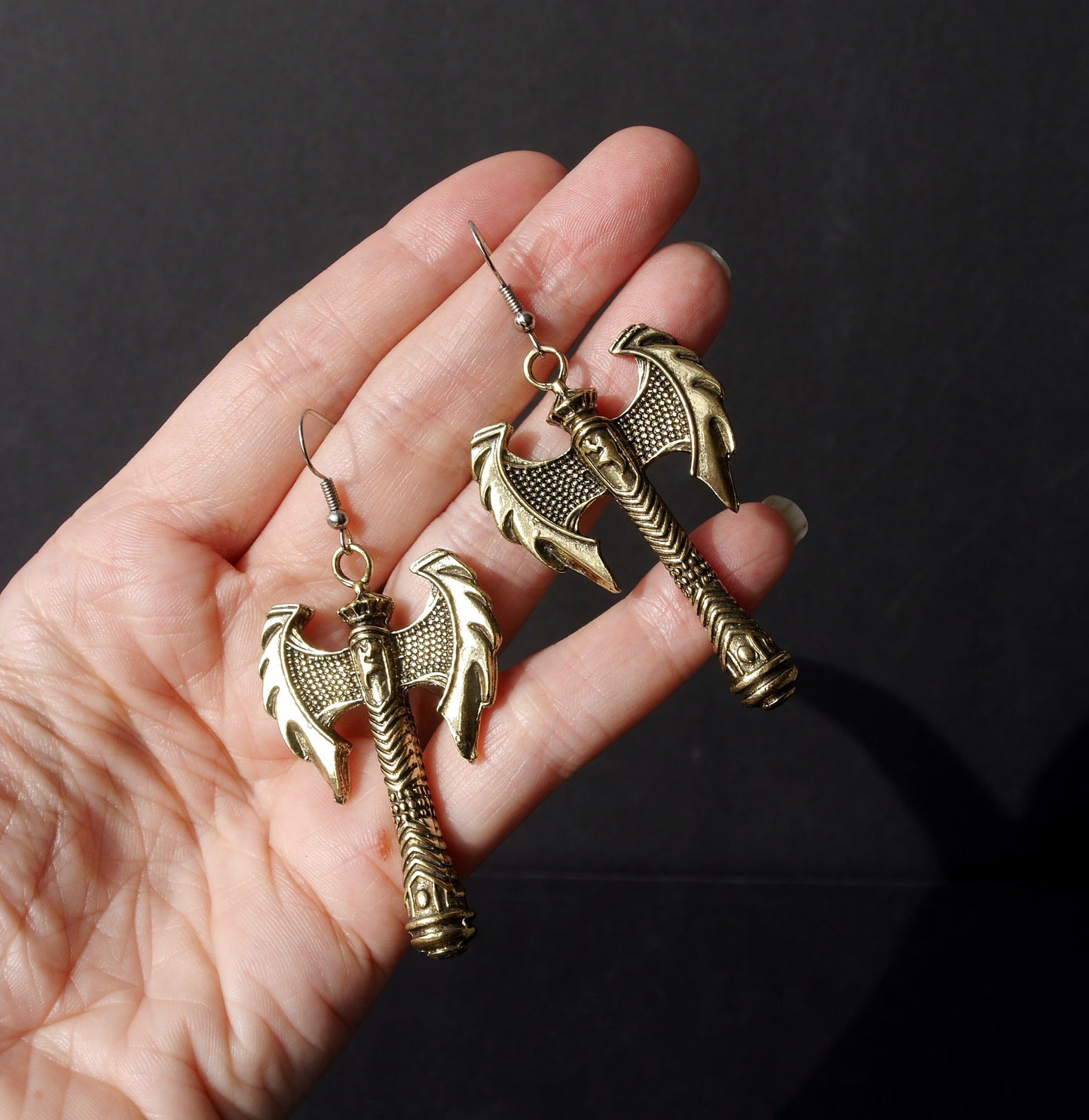 Ladies Teens Battle Axe Shaped Weapon Earrings